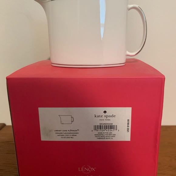 New In Box: Kate Spade “Library Lane Platinum” Creamer + Sugar Bowl - Picture 2 of 6